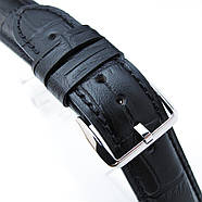 19, 20, 21, 22, 23 mm CrocoCalf (Croco Grain) Matte Black Semi-Curved Watch strap, Black Stitching, P, фото 2