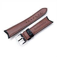19, 20, 21, 22, 23 mm CrocoCalf (Croco Grain) Matte Black Semi-Curved Watch strap, Black Stitching, P, фото 4