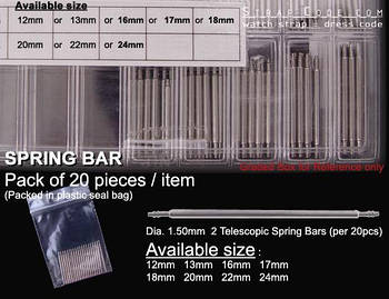 Spring Bars Double Shoulder 1.50 mm (pack of 20 pieces)