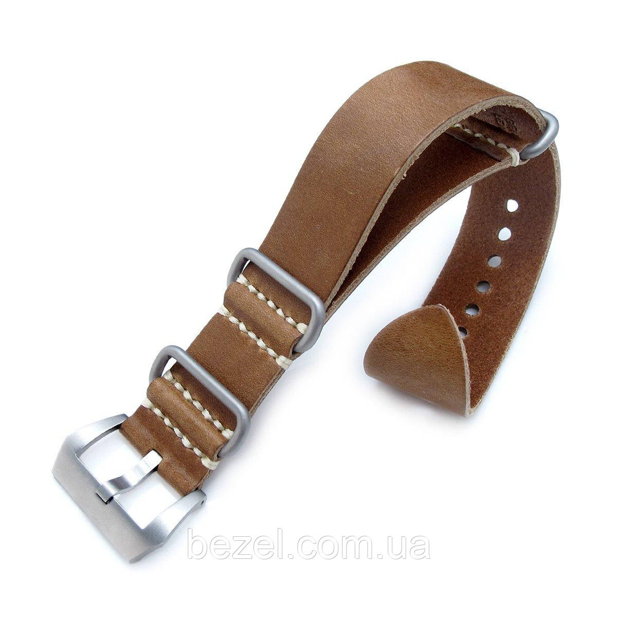 26mm MiLTAT G10 Grezzo SQ ZULU Watch Strap Saddle Brown Geniune Calf, Sandblasted
