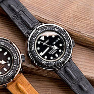 20mm or 22mm MiLTAT Italian Handmade Hornback Alligator Dark Grey Watch Strap, фото 2