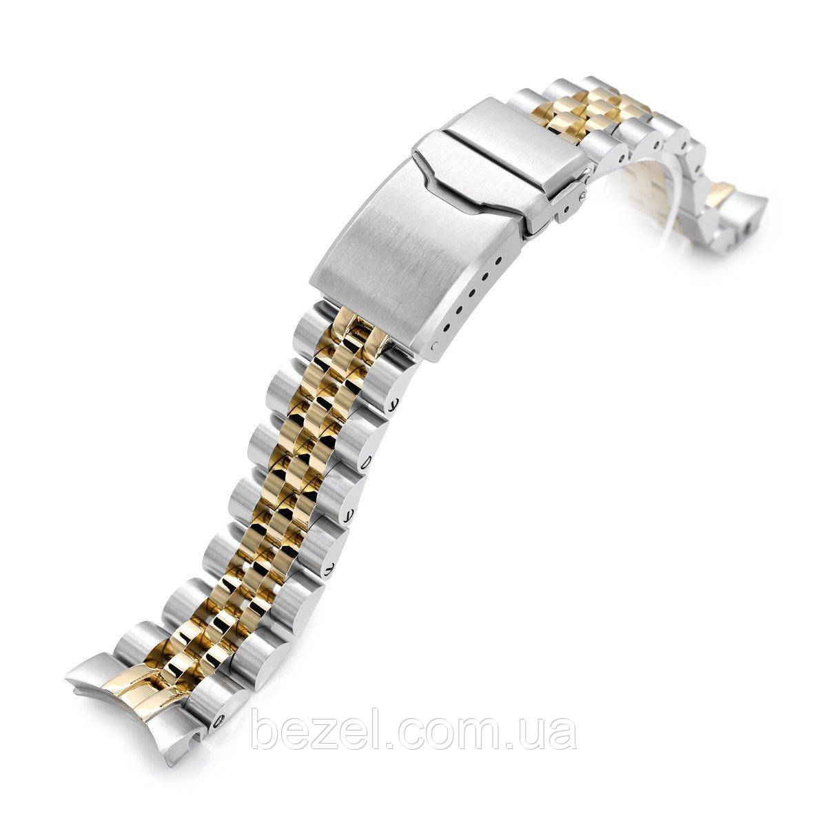 20mm ANGUS Jubilee 316L Stainless Steel Watch Bracelet for Seiko Alpinist SARB017, Two Tone IP Gold, Button, фото 1