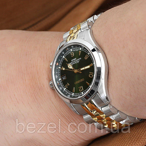 20mm ANGUS Jubilee 316L Stainless Steel Watch Bracelet for Seiko Alpinist SARB017 Two Tone IP Gold Button BEZEL 945420156