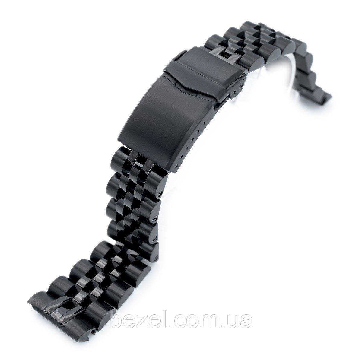22mm ANGUS Jubilee 316L Stainless Steel Watch Bracelet for Seiko Turtle SRPC49K1, PVD Black, V-Clasp, фото 1
