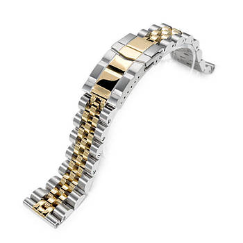 22mm ANGUS Jubilee 316L Stainless Steel Watch Bracelet Straight End 1.8 Універсальний Ver., Two Tone IP Gold,