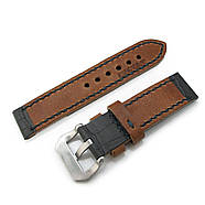 22mm MiLTAT Antipode Watch Strap Dark Grey CrocoCalf in Blue Lake Hand Stitches, фото 3