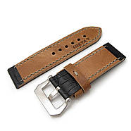 26mm MiLTAT Antipode Watch Strap Matte Black CrocoCalf in Grey Hand Stitches, фото 3