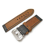 26mm MiLTAT Antipode Watch Strap Dark Grey CrocoCalf in Blue Lake Hand Stitches, фото 3