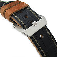 24mm MiLTAT Antipode Watch Strap Matte Black CrocoCalf in Grey Hand Stitches, фото 2