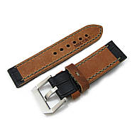 24mm MiLTAT Antipode Watch Strap Matte Black CrocoCalf in Grey Hand Stitches, фото 3