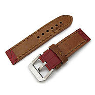 24mm MiLTAT Antipode Watch Strap Red Matte CrocoCalf in Tan Hand Stitches, фото 3