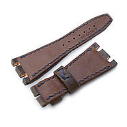 Scratch Brown Pattern of Art Leather Watch Strap, Dark Navy Wax thread , custom made for Audemars Piguet Royal, фото 4