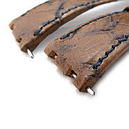 Heavy Scratch Brown Leather of Art Watch Strap, Dark Navy Wax thread, custom made for Audemars Piguet Royal, фото 2