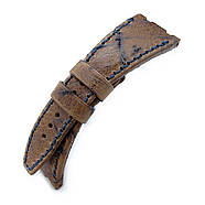 Heavy Scratch Brown Leather of Art Watch Strap, Dark Navy Wax thread, custom made for Audemars Piguet Royal, фото 3