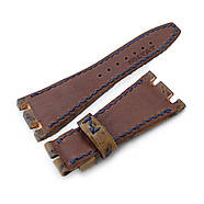 Heavy Scratch Brown Leather of Art Watch Strap, Dark Navy Wax thread, custom made for Audemars Piguet Royal, фото 4
