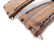 Brown Oak Wood Leather of Art Watch Strap, Wax thread Dark Navy Stitching, custom made for Audemars Piguet, фото 2