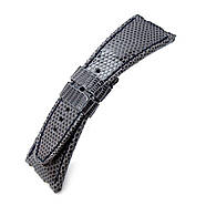 Dark Grey Genuine Lizard Leather Watch Strap, Wax thread Dark Navy Stitching, custom made for Audemars Piguet, фото 3