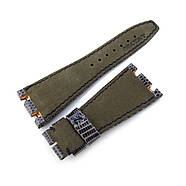 Dark Grey Genuine Lizard Leather Watch Strap, Wax thread Dark Navy Stitching, custom made for Audemars Piguet, фото 4