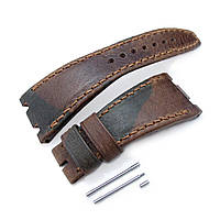 Camo Pattern Leather of Art Watch Strap, Wax thread Brown Stitching, custom made for Audemars Piguet Royal Oak