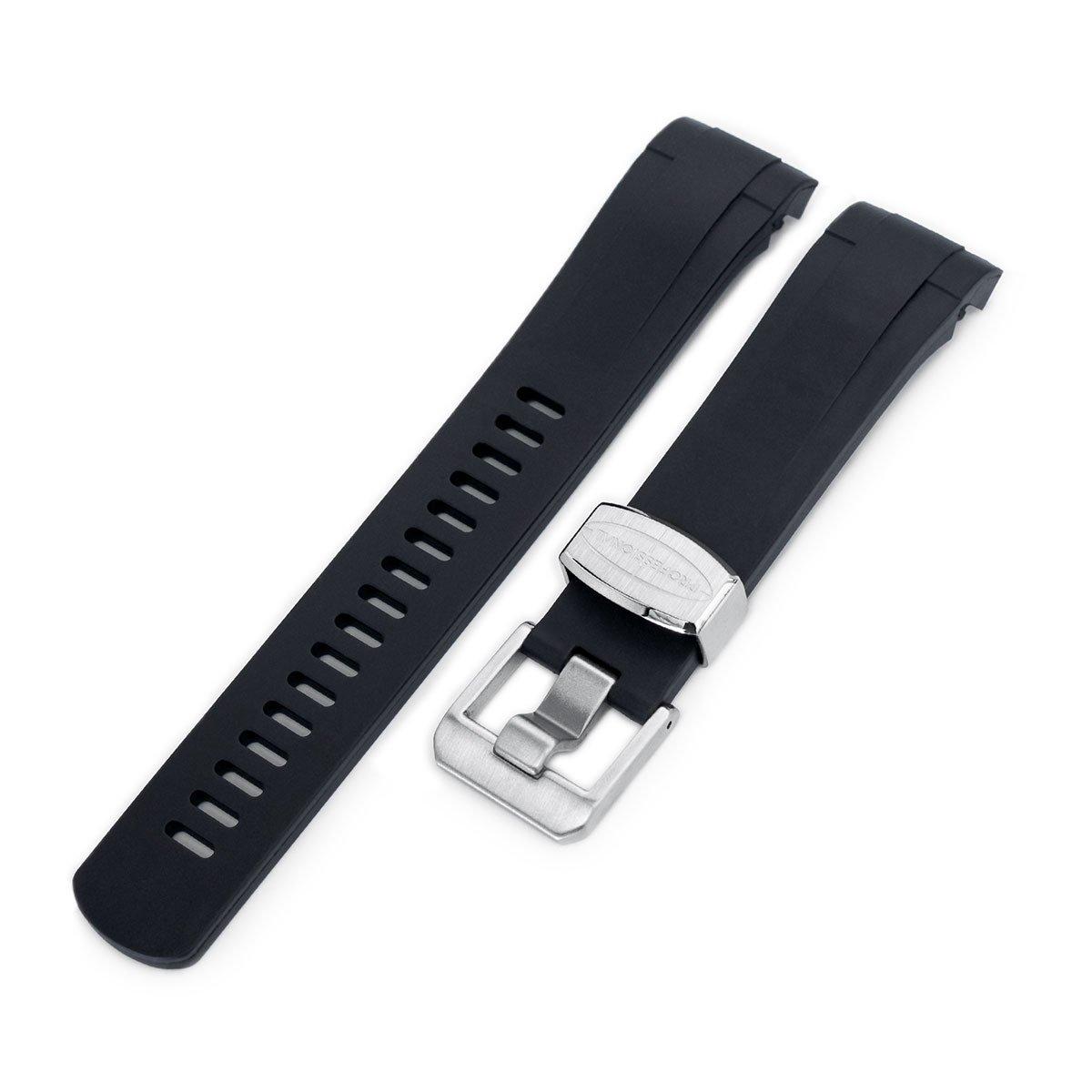 22mm Crafter Blue - Black Rubber Curved Lug Watch Strap for Tudor Black Bay M79230, фото 1