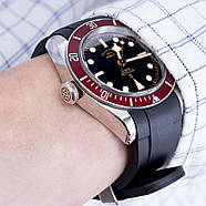 22mm Crafter Blue - Black Rubber Curved Lug Watch Strap for Tudor Black Bay M79230, фото 2