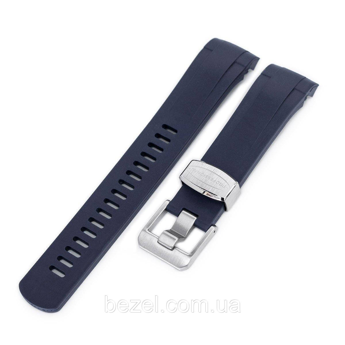 22mm Crafter Blue - Dark Blue Rubber Curved Lug Watch Strap for Tudor Black Bay M79230, фото 1