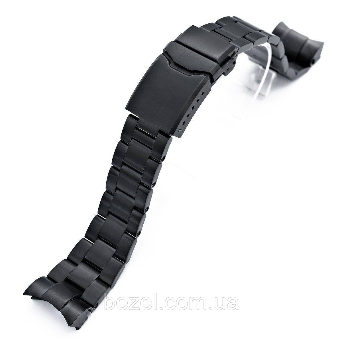 22mm Super 3D Oyster 316L Stainless Steel Watch Bracelet for Tudor Black Bay, Button Chamfer Clasp PVD Black