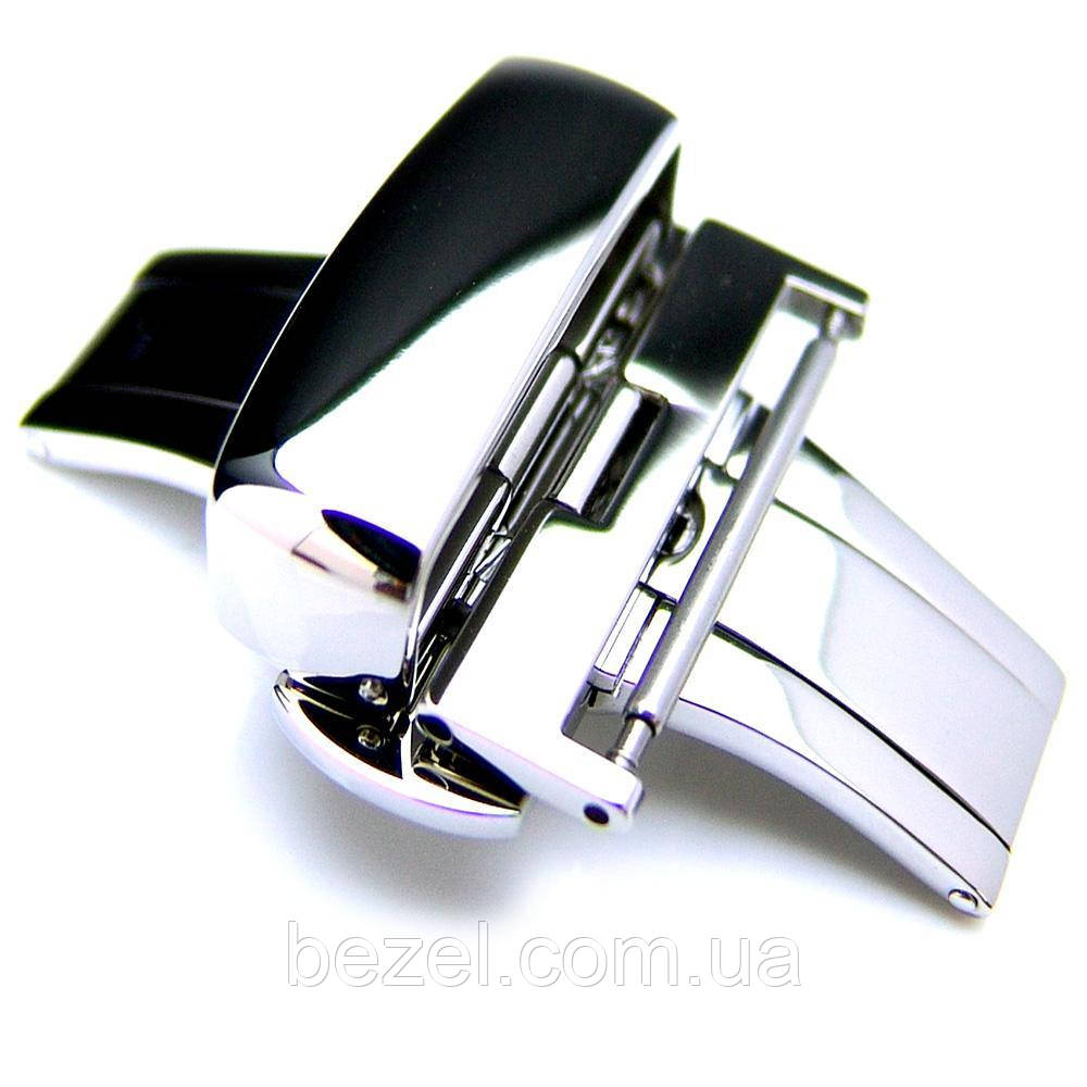 20mm, 22mm, 24mm Deployment Buckle / Clasp, Polished Stainless Steel, for Leather Strap