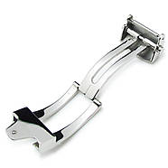 18mm or 20mm Deployment Buckle / Clasp 316L Solid Stainless Steel, for Leather Watch Strap (Polish), фото 3