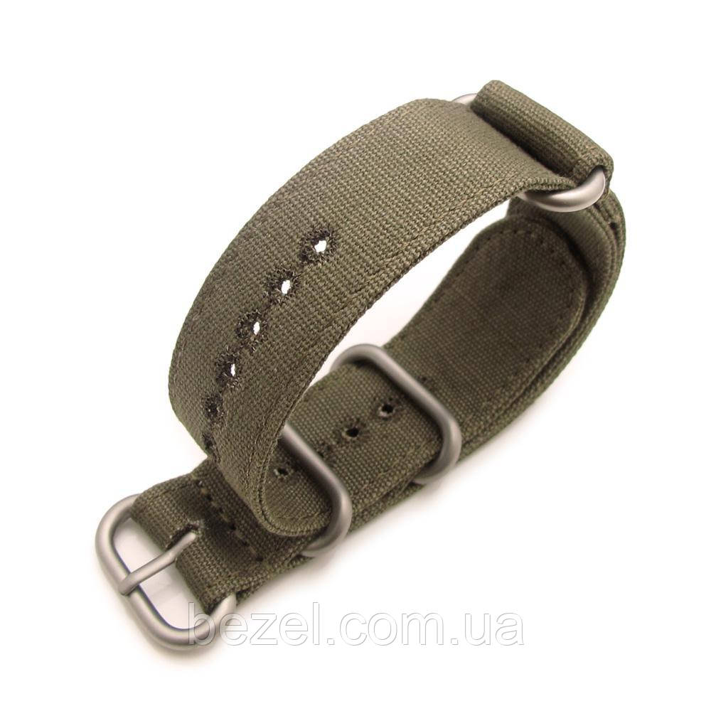 22mm MiLTAT Canvas G10 military watch strap, military color with lockstitch round hole, Green