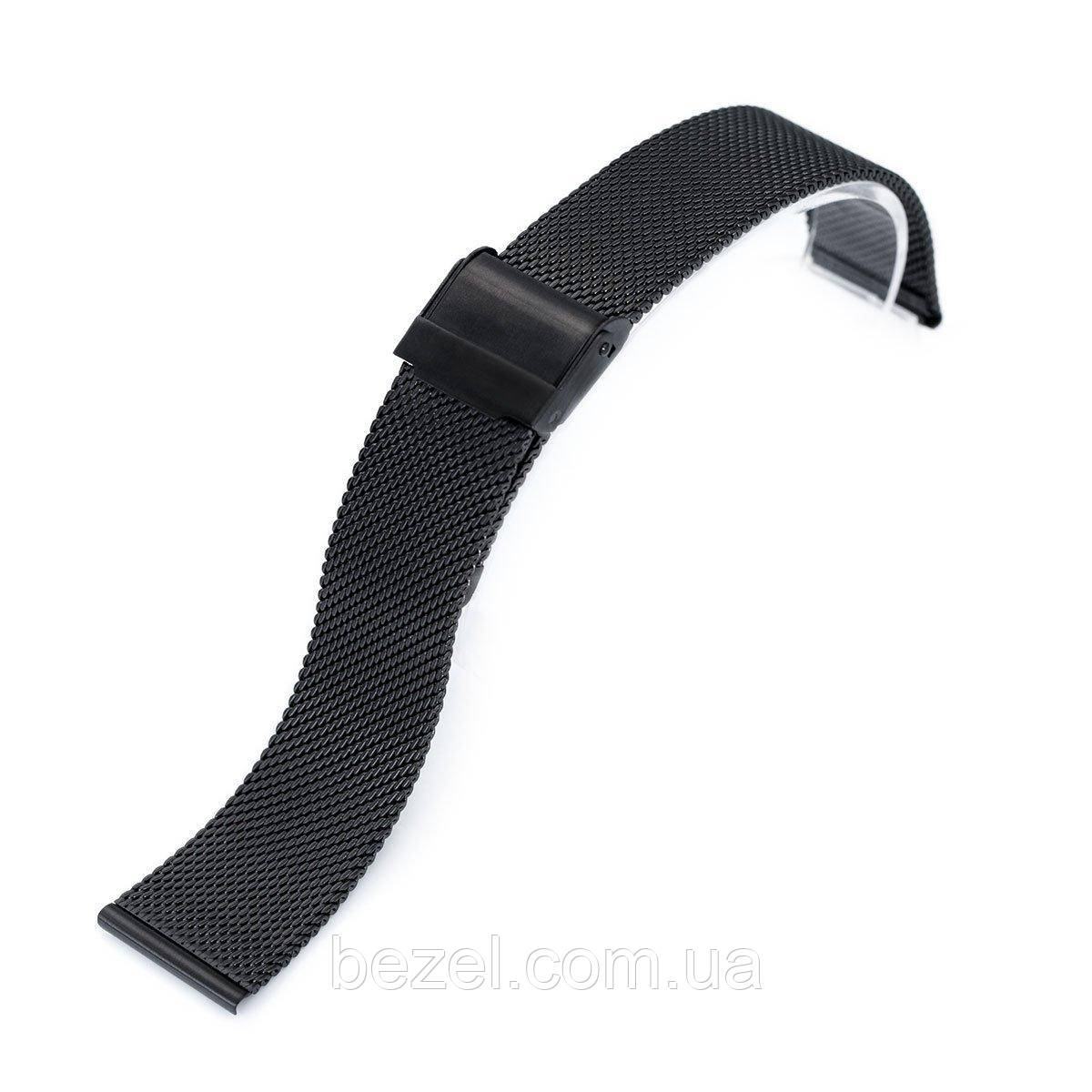18mm, 20mm or 22mm Classic Vintage Knitted Superfine Wire Mesh Band, PVD Black