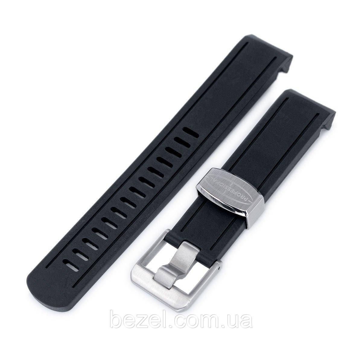 20mm Crafter Blue - Black Rubber Curved Lug Watch Band for Seiko Sumo SBDC001, фото 1