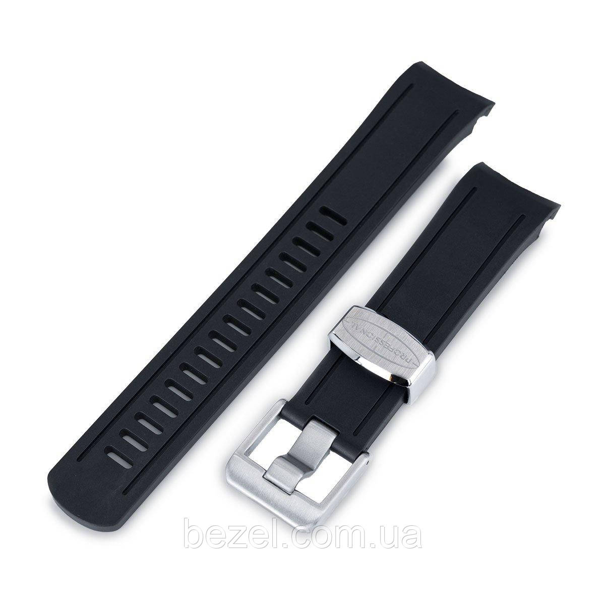 22mm Crafter Blue - Black Rubber Curved Lug Watch Band for Seiko SKX007
