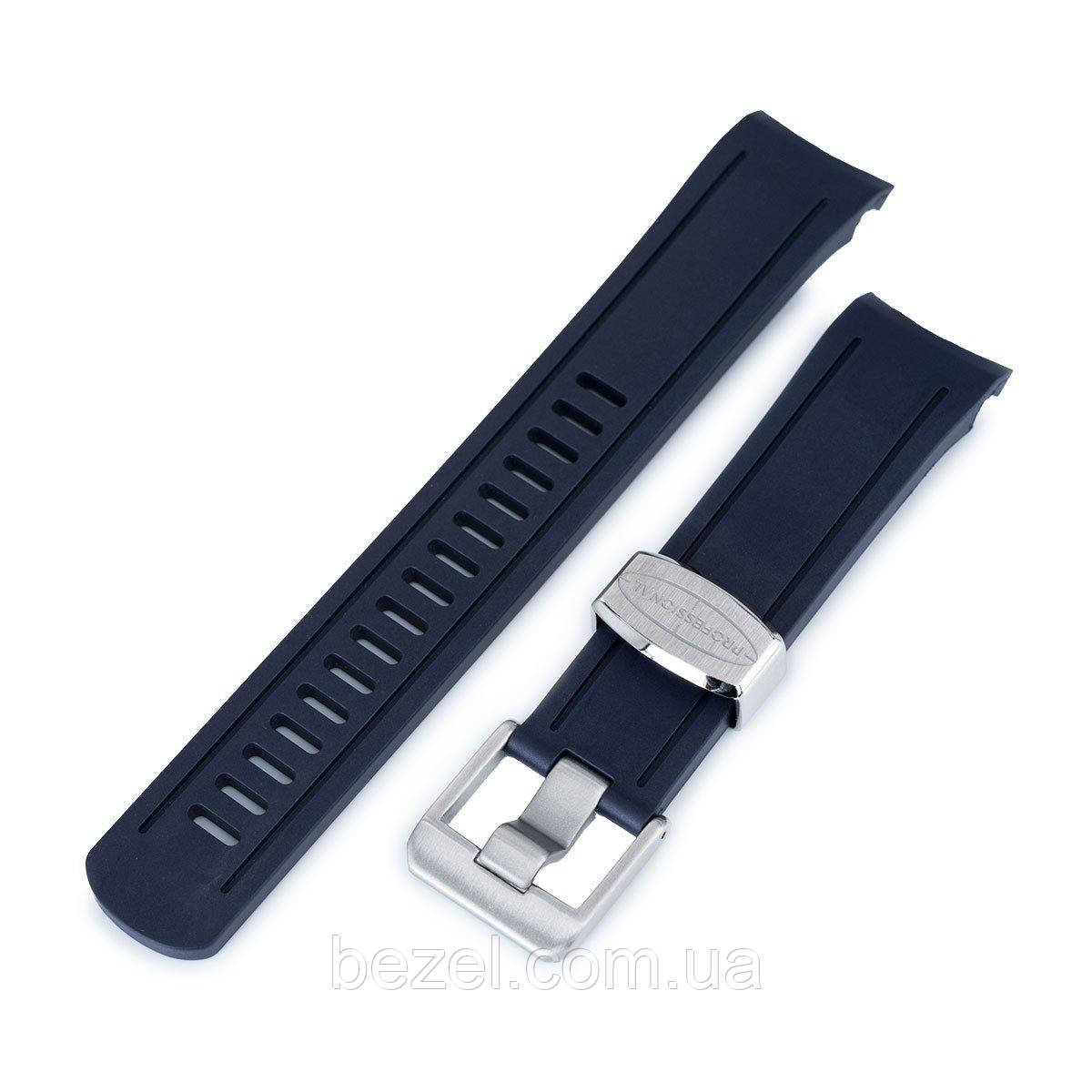22mm Crafter Blue - Navy Blue Rubber Curved Lug Watch Band for Seiko SKX007