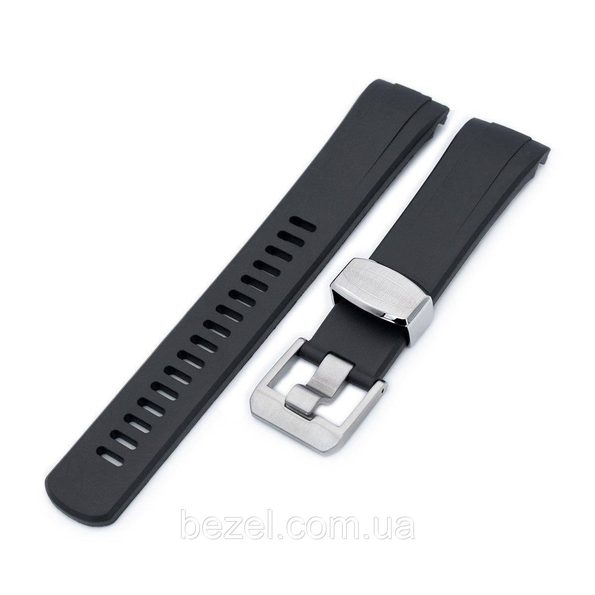 22mm Crafter Blue - Black Rubber Curved Lug Watch Band for Seiko Turtle SRP777, фото 1
