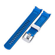 22mm Crafter Blue - Dual Color Black & Blue Rubber Curved Lug Watch Strap for Seiko Samurai SRPB51, фото 3