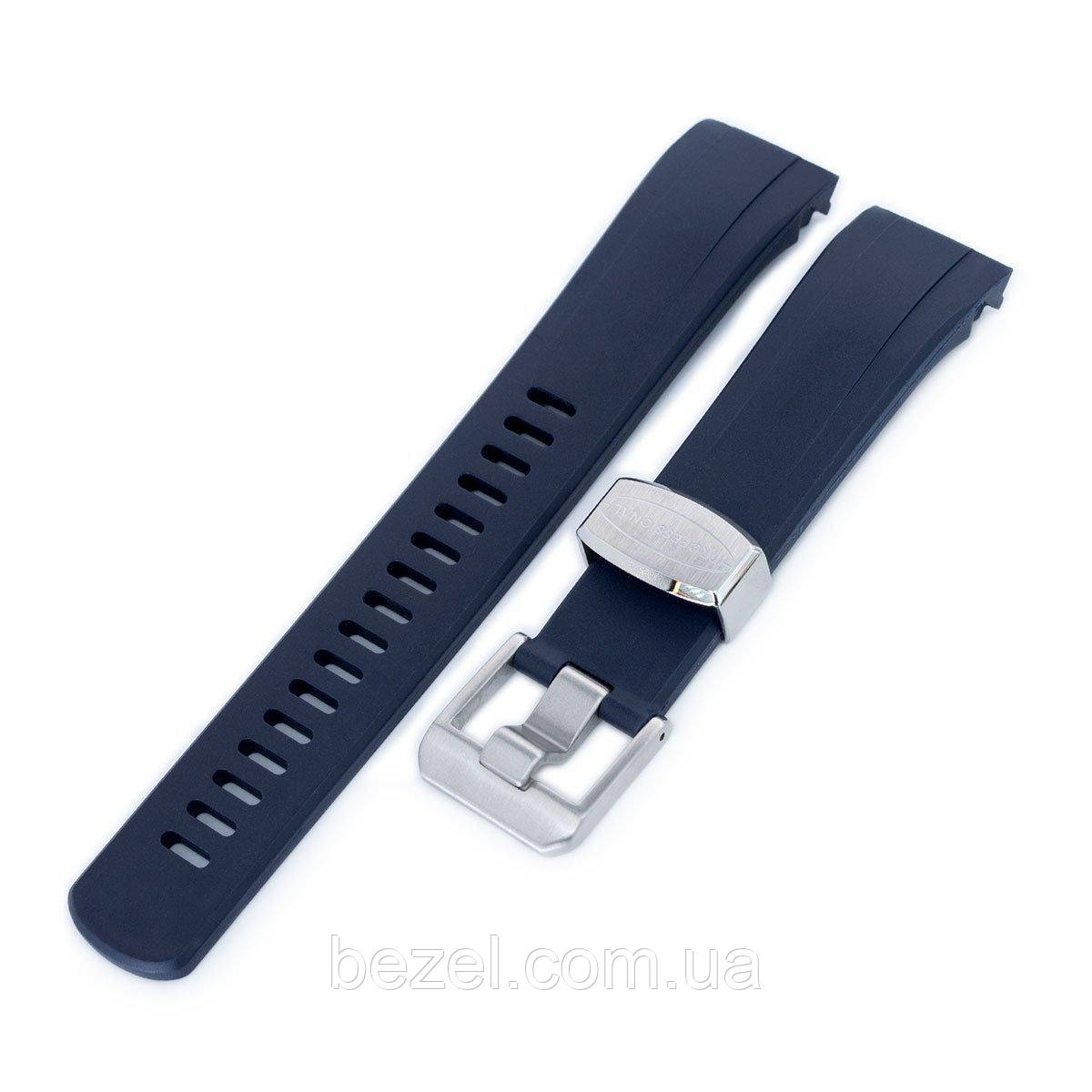 22mm Crafter Blue - Dark Blue Rubber Curved Lug Watch Strap for Seiko Samurai SRPB51