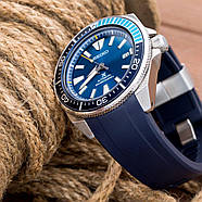 22mm Crafter Blue - Dark Blue Rubber Curved Lug Watch Strap for Seiko Samurai SRPB51, фото 2