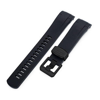 22mm Crafter Blue - Black Rubber Curved Lug Watch Strap for Tudor Black Bay M79230, PVD Black Buckle