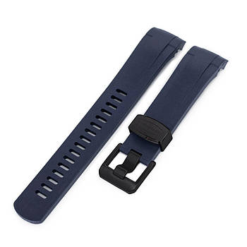 22mm Crafter Blue - Dark Blue Rubber Curved Lug Watch Strap for Tudor Black Bay M79230, PVD Black Buckle