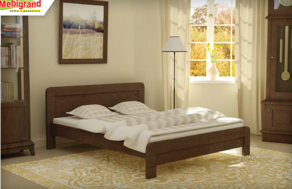 Ліжко двоспальне з натурального дерева Тоскана, дерев'яне ліжко двоспальне для спальні, фото 1