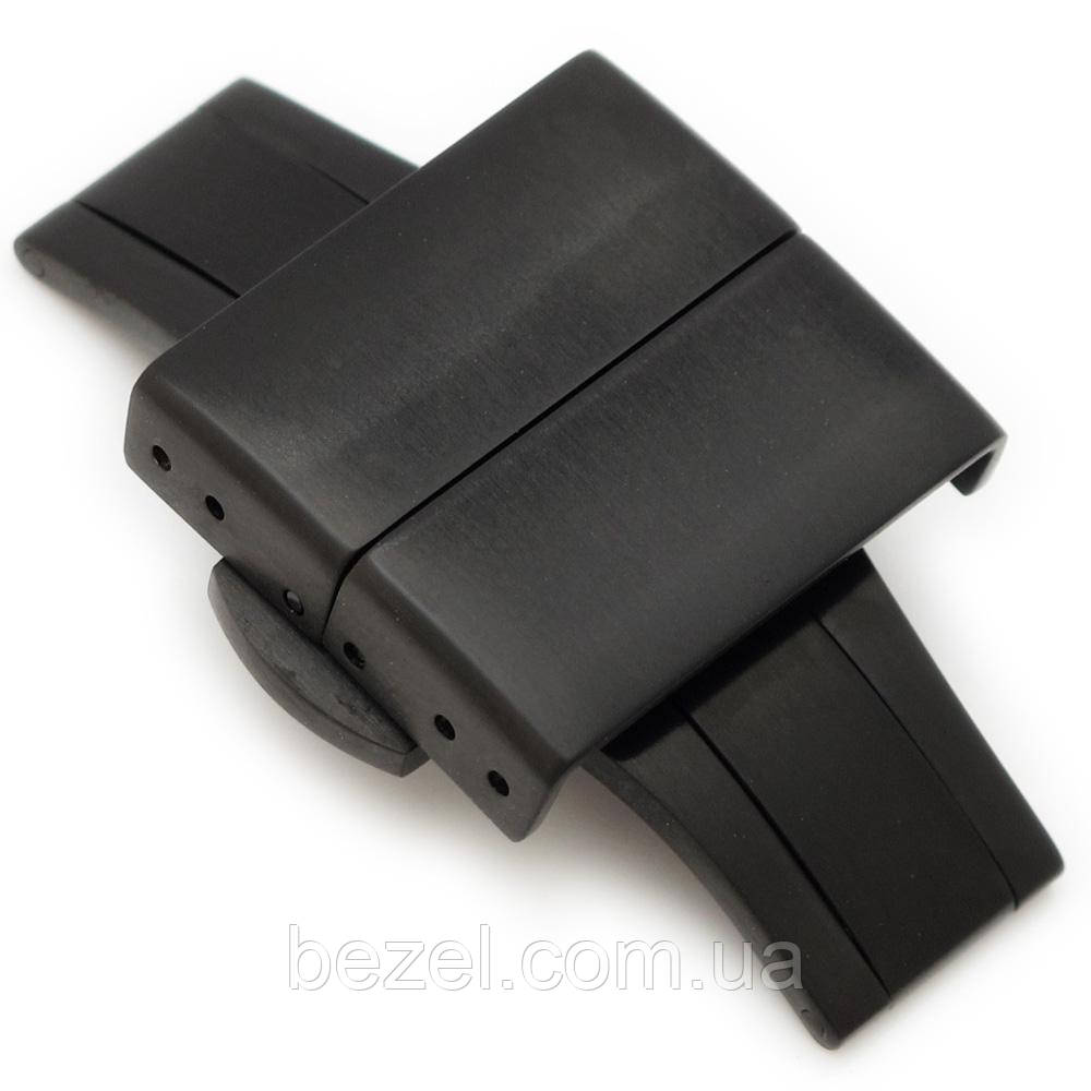 20mm, 22mm, 24mm Deployment Buckle / Clasp, PVD Black Stainless Steel with Release Button B