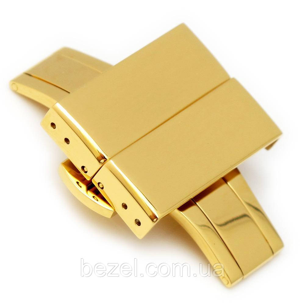 20mm, 22mm, 24mm Deployment Buckle / Clasp, IP Gold Stainless Steel with Release Button, фото 1