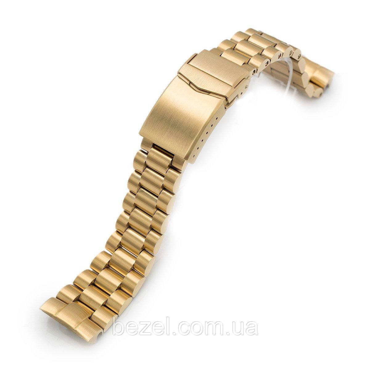 22mm Endmill 316L Stainless Steel Watch Bracelet for Seiko New Turtles SRPC44, V-Clasp full IP Gold