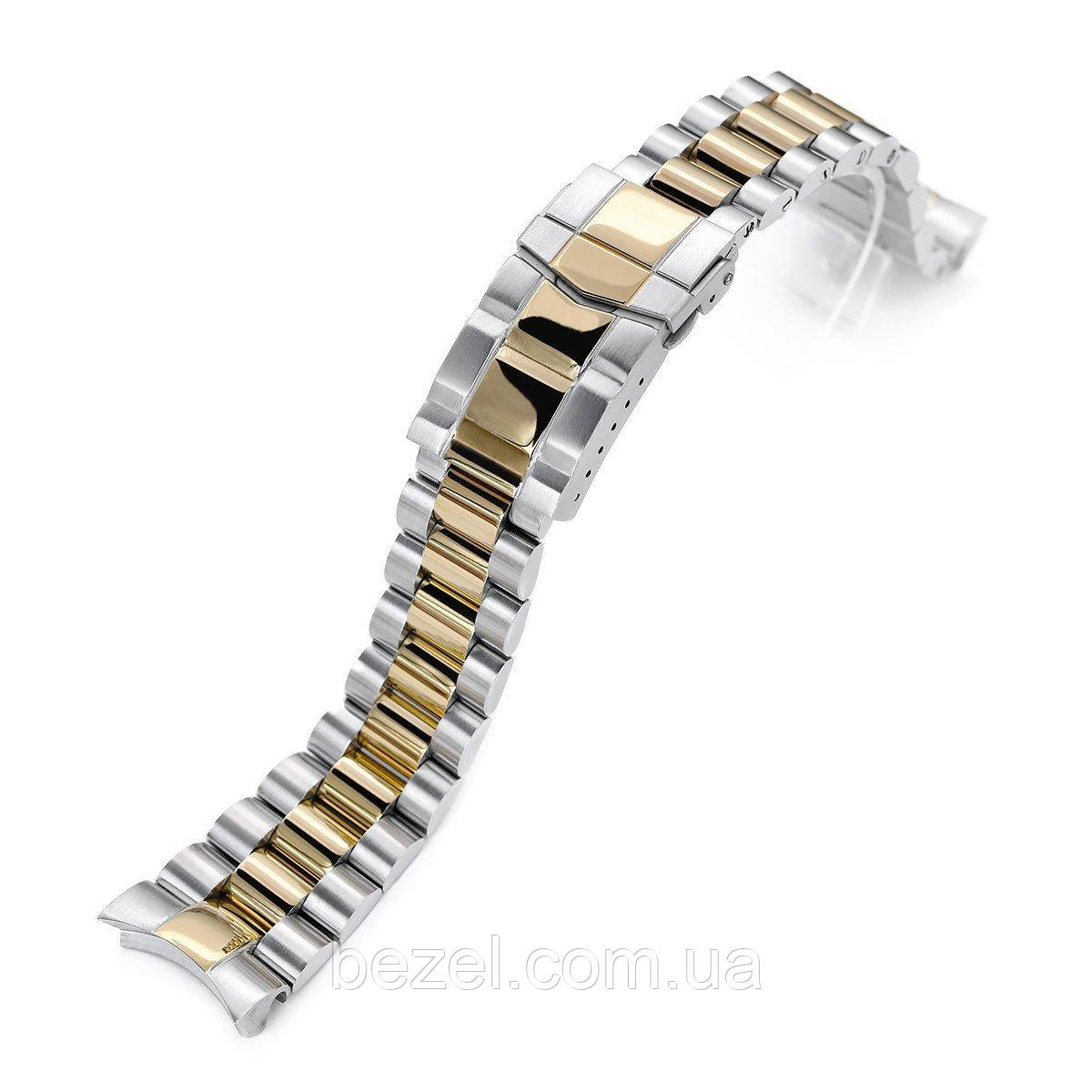 22mm Endmill 316L Stainless Steel Watch Bracelet for Seiko SKX007, Two Tone IP Gold, Submariner Clasp