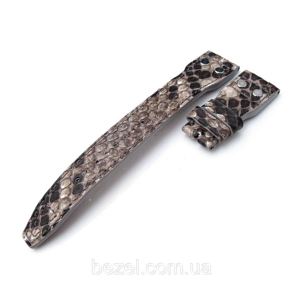 22mm MiLTAT Stone Beige Genuine Python IWC Big Pilot replacement Strap, Rivet Lug