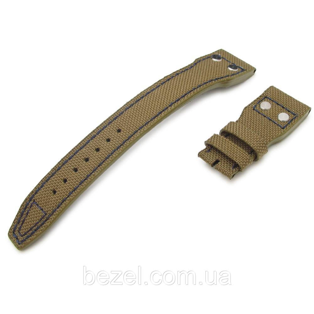 22mm MiLTAT Field Drab Cordura 1000D IWC Big Pilot replacement Strap, Marine Blue Rivet Lug