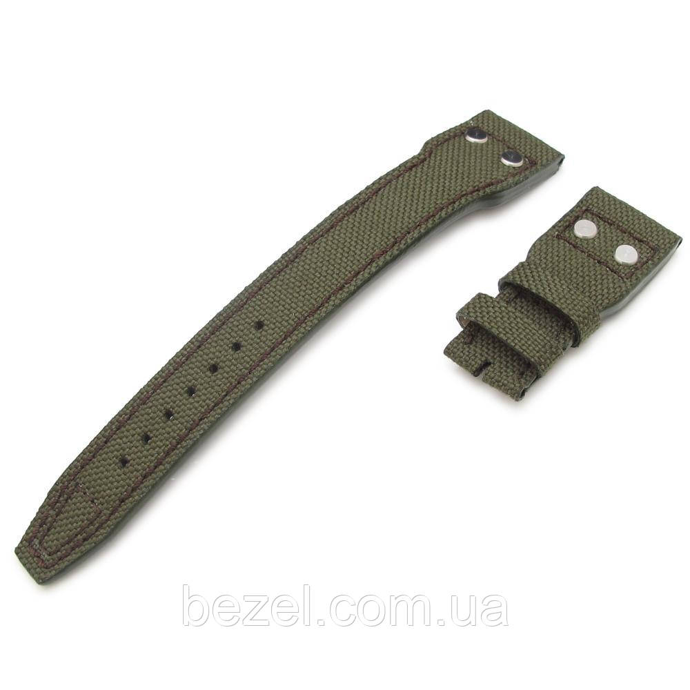 22mm MiLTAT Forrest Green Cordura 1000D IWC Big Pilot replacement Strap, D Brown Rivet Lug