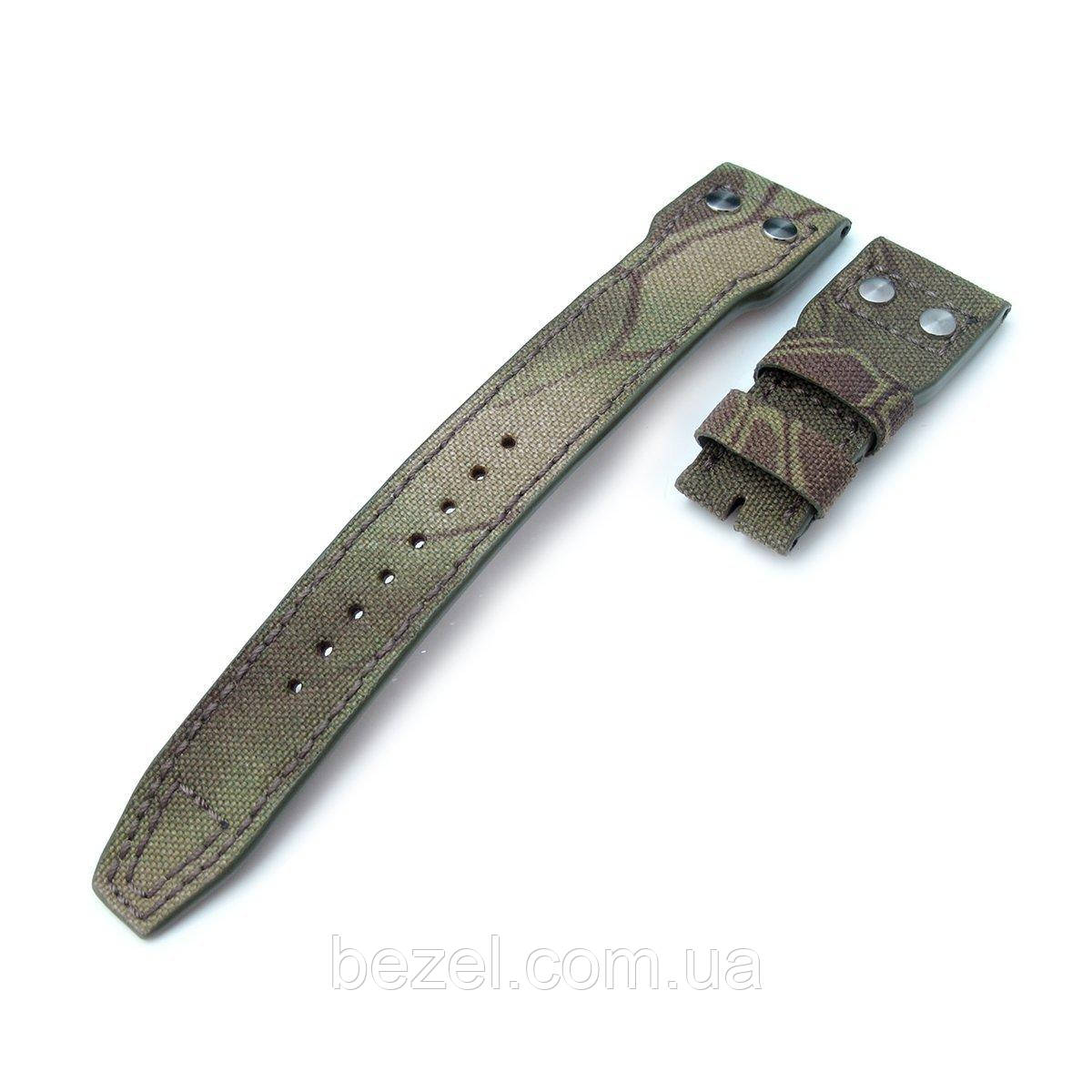 22mm MiLTAT Ninja Turtle Camo Nylon IWC Big Pilot replacement Strap, Rivet Lug