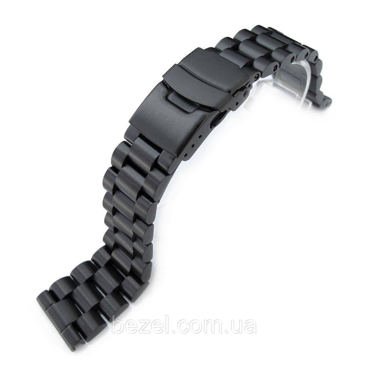 21.5 mm Endmill 316L Stainless Steel Watch Bracelet for Seiko Tuna, Diver Clasp PVD Black